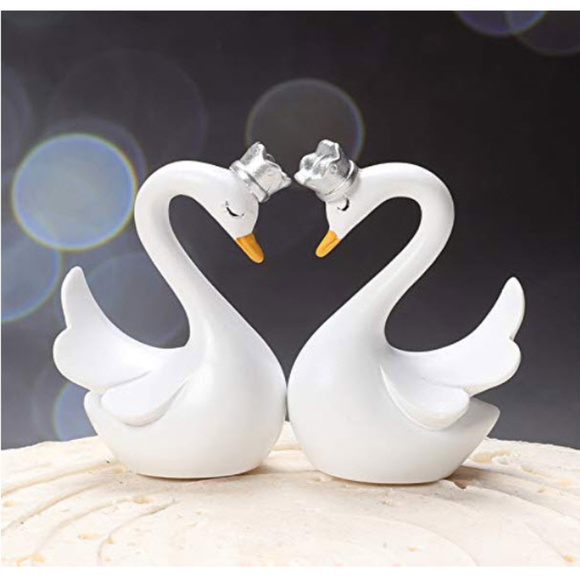 Swan couple wedding cake topper set - Picture 2 of 6